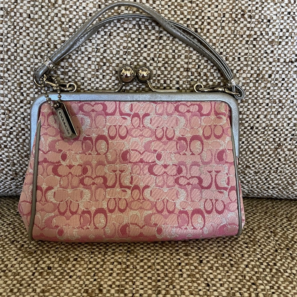 Coach Pink & Silver Clutch/Wristlet